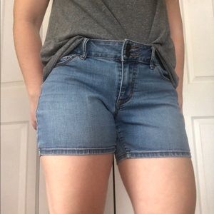 Medium Wash Mid-Rise Jean Shorts